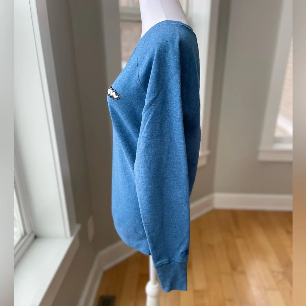Champion Vintage Blue Retro Patch Logo Sweatshirt Size Small
